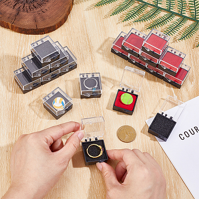 24Pcs 2 Colors Plastic Packing Boxes with Sponge Inside for Brooches CON-HY0001-06-1