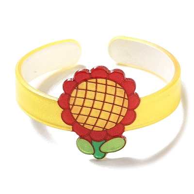 Flower Resin Cuff Bangle for Children BJEW-Q774-01E-1