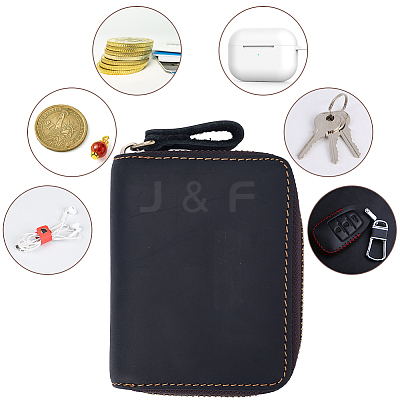 Rectangle Leather Credit Card Wallets for Women Men AJEW-WH20001-31C-1