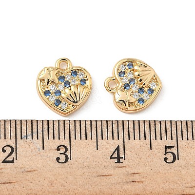 Brass Micro Pave Cubic Zirconia Charms KK-C099-01C-G-1
