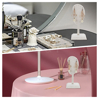Ear Shaped Line & Wood Earrings Display Stands ODIS-WH0061-66-1