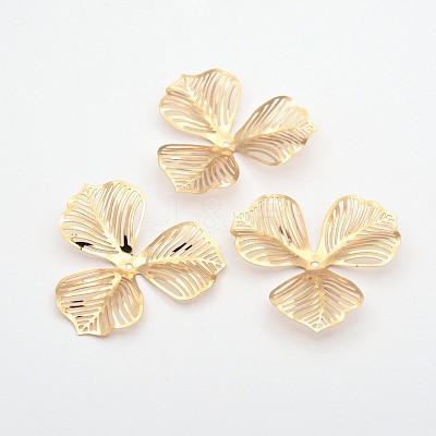 3-Petal Flower Rack Plating Iron Bead Caps X-IFIN-D071-1
