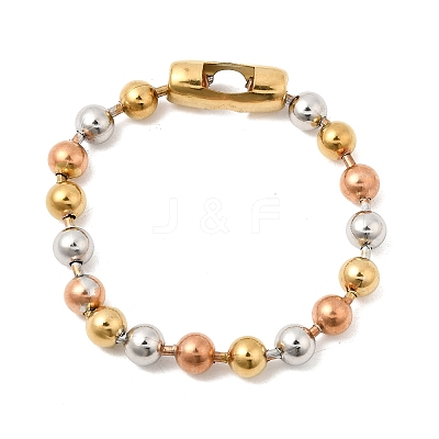 304 Stainless Steel Round Beaded Bracelets for Women Men BJEW-K240-10B-1