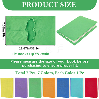 7Pcs 7 Colors Elastic Fabric Book Covers AJEW-CP0006-20-1