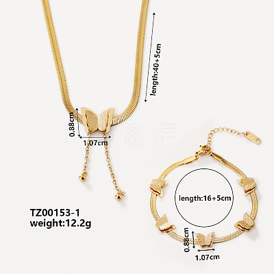 Elegant Butterfly 304 Stainless Steel Bracelets & Necklaces Jewelry Set for Chic and Stylish Look JU8438-1