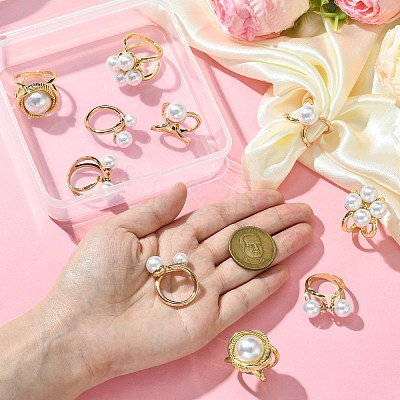 10Pcs 5 Styles Alloy with Plastic Scarf Buckle Ring AJEW-CJ0001-35-1