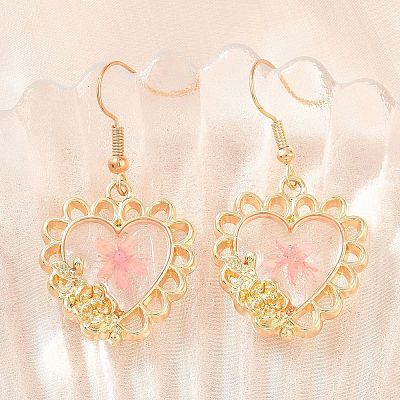 Alloy & Dried Flower Dangle Earrings AL-Z001-01G-02-1