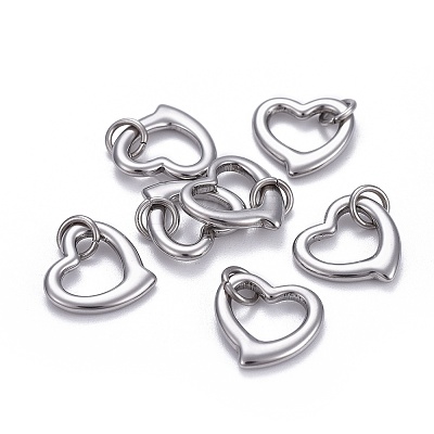 Non-Tarnish 304 Stainless Steel Open Heart Charms STAS-L218-14P-1
