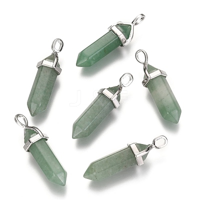 Natural Green Aventurine Double Terminated Pointed Pendants X-G-F295-04A-1