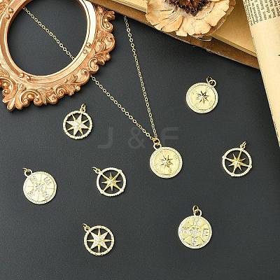 8Pcs 4 Styles Brass Micro Pave Cubic Zirconia Pendants KK-CJ0003-81-1