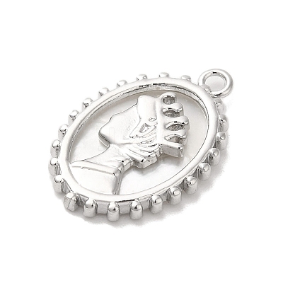 Brass Pave Shell Pendants KK-Z073-28P-1
