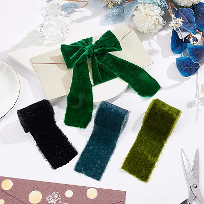 4 Yards 4 Colors Frayed Velvet Ribbon SRIB-WR0001-08B-1