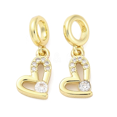 Brass Micro Pave Cubic Zirconia European Dangle Charms KK-D325-19G-02-1