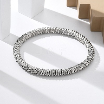 304 Stainless Steel Stretch Bangles for Women BJEW-P315-02G-P-1