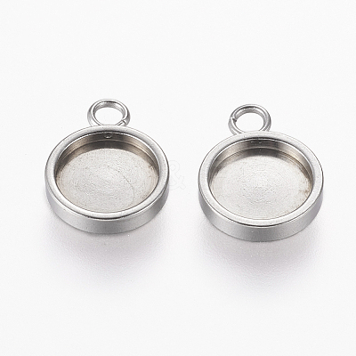 Non-Tarnish 304 Stainless Steel Charm Cabochon Settings X-STAS-L195-08P-1