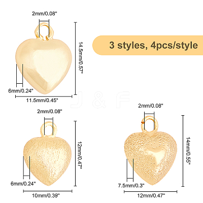 12Pcs 3 Style Brass Charms KK-CA0001-53G-1