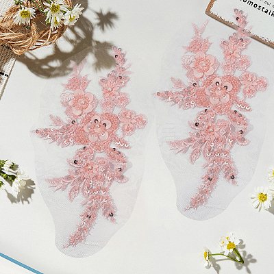 Flower Gauze & Sequin Embroidery Ornament Accessories DIY-WH20081-002B-1