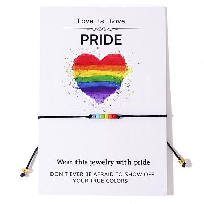 Pride Month Rainbow Glass Seed Bead Braided Bead Bracelets XU2800-1-1