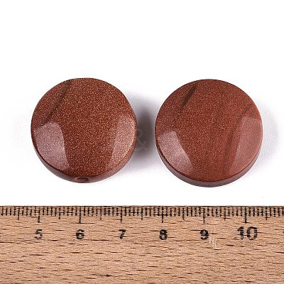 Synthetic Goldstone Coin Beads G-Q601-36B-1