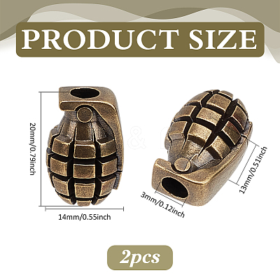 2Pcs Outdoor EDC Tool Brass Parachute Rope European Beads FIND-FG0003-75-1