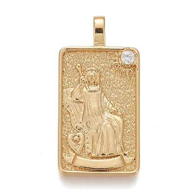 Brass Micro Pave Clear Cubic Zirconia Pendants ZIRC-Z004-01L-1