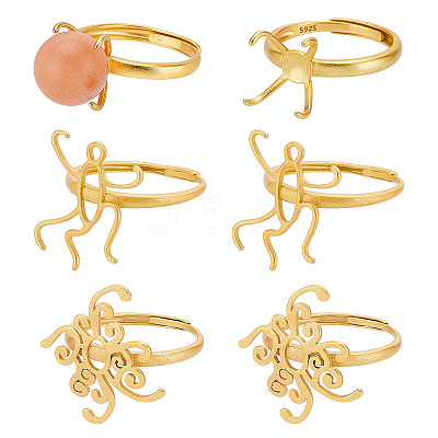 6Pcs 3 Styles Adjustable Brass Ring Components FIND-ME0001-78-1
