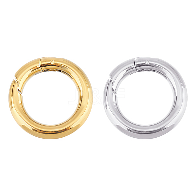 2Pcs 2 Style Ion Plating(IP) 304 Stainless Steel Spring Gate Rings STAS-UN0033-62-1