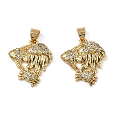 Brass Micro Pave Cubic Zirconia Pendants KK-I358-064G-03-1
