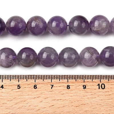 Round Natural Amethyst Beads Strands G-S380-01C-02-1