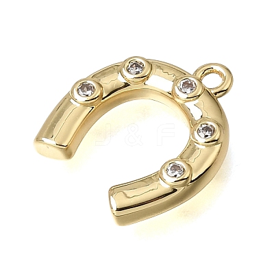 Brass Micro Pave Clear Cubic Zirconia Charms KK-K427-18G-02-1