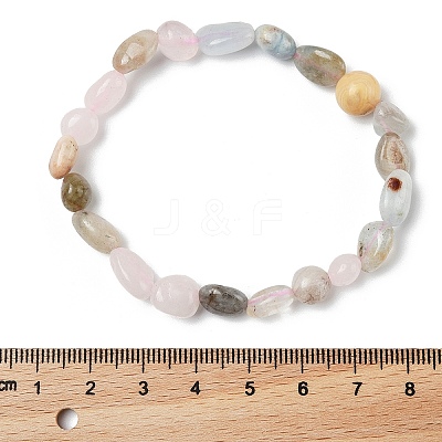 Natural Morganite Bead Stretch Bracelets BJEW-K213-49-1