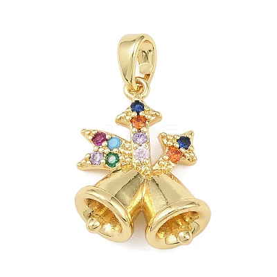Christmas Brass Micro Pave Cubic Zirconia Pendants KK-H518-03A-G-1