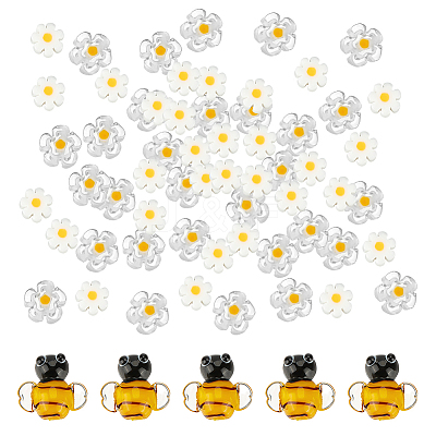 66Pcs 3 Styles Handmade Millefiori Glass Lampwork Beads & Lampwork Beads LAMP-PH0001-48-1