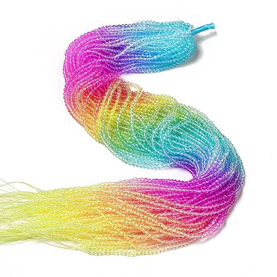 Transparent Gradient Color Glass Beads Strands X-GLAA-H021-01B-16-1