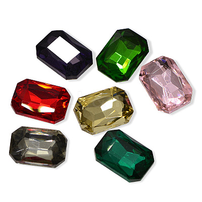 Faceted Rectangle K9 Glass Pointed Back Rhinestone Cabochons RGLA-A017-10x14mm-SM-1