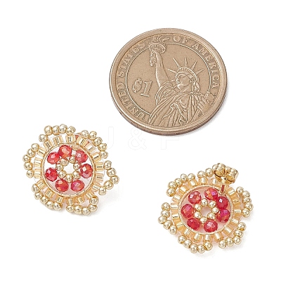 Flower Glass Seed Bead Stud Earrings EJEW-MZ00668-01-1