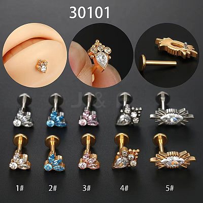 G23 Titanium Micro Pave Clear Cubic Zirconia Internally Threaded Labrets WGA56E5-01-1