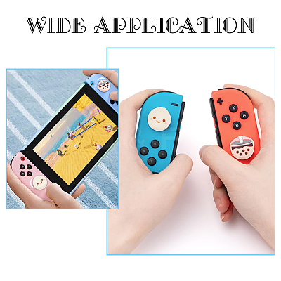 Steamed Bun & Bubble Milk Tea Pattern Silicone Joystick Cap FIND-WH0147-23-1