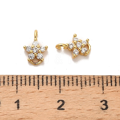 Brass Micro Pave Clear Cubic Zirconia Star Connector Charms KK-H515-12G-1