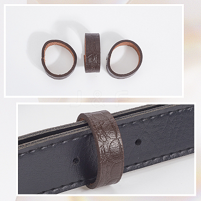 4 Sets Cowhide Belt Loop Keepers & Iron Findings FIND-GF0007-61A-01-1