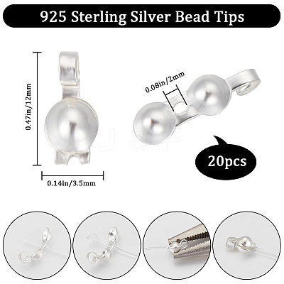 20Pcs 925 Sterling Silver Bead Tips STER-BBC0005-40S-1