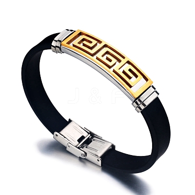 Stainless Steel Greek Pattern Bracelet PW-WG86311-02-1