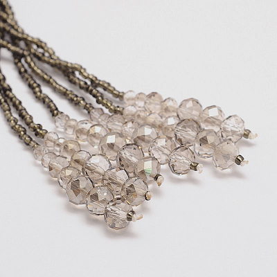 Glass Bead Lariat Necklaces X-NJEW-O059-04K-1