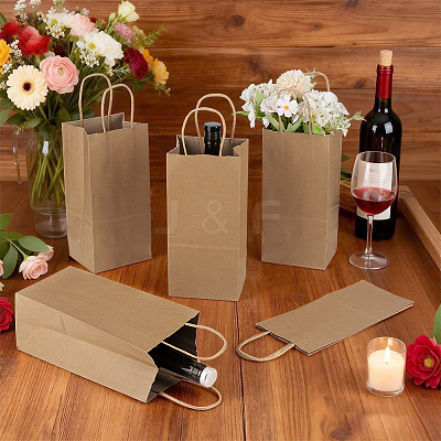 Rectangle Kraft Paper Gift Bags with Handles ABAG-WH0048-85-1