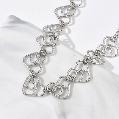 Hollow Hammered 304 Stainless Steel Link Chain Bracelets for Women BJEW-F539-01B-P-1