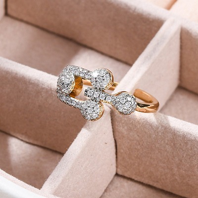 Brass Micro Pave Clear Cubic Zirconia Cuff Finger Rings for Women RJEW-C116-07G-1