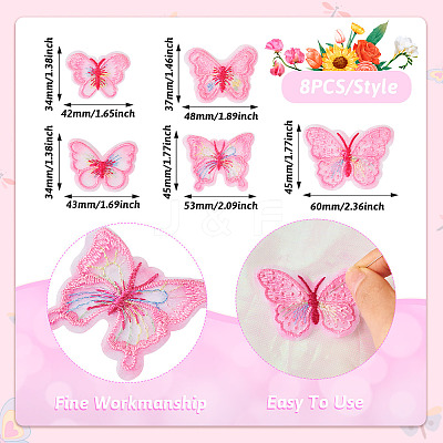 40Pcs 5 Style Polyester Computerized Embroidery Sew on Ornament Accessories DIY-TA0009-39-1