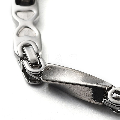 Tarnish Resistant 201 Stainless Steel Oval with Heart Link Chain Bracelet BJEW-Z023-14P-1