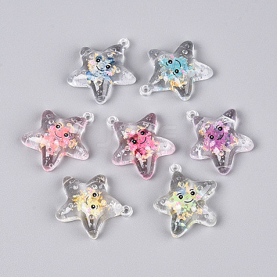 Transparent Acrylic and Gold Foil Pendants TACR-T028-67-1