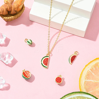 5Pcs 5 Styles Brass Enamel Pendants KK-CJ0003-43-1